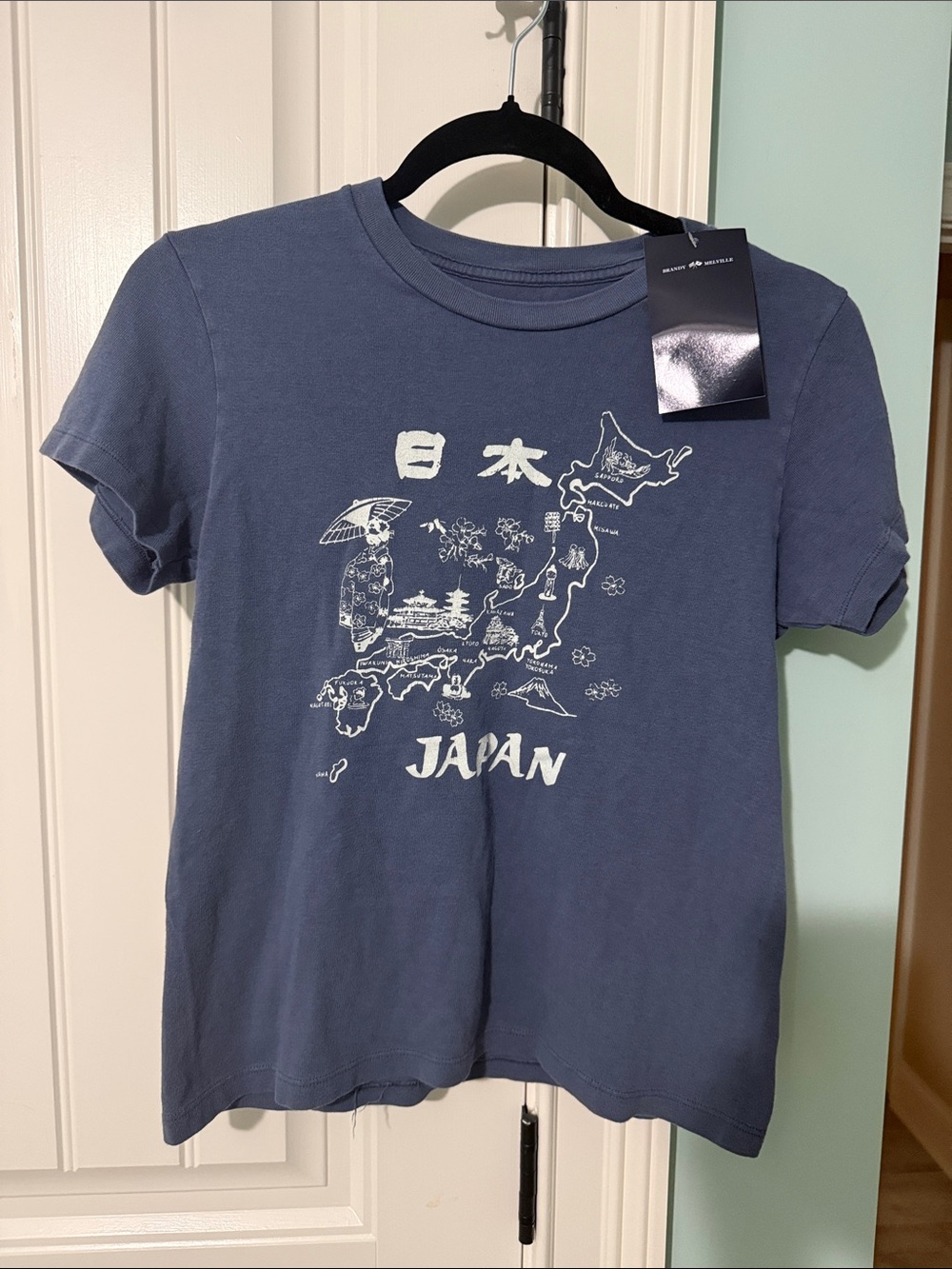 Brandy Melville Blue Japan Graphic Tee